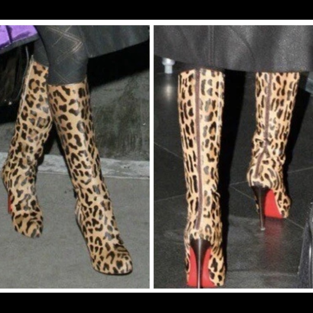 Christian Louboutin Fifi Botta 100.Retails $1,995 Ponyhair animal print 40 EUC.